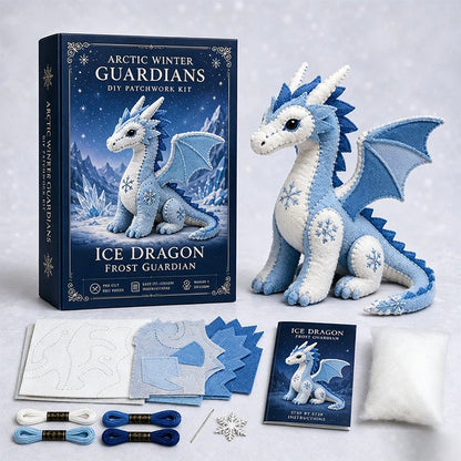 🐉Kit de patchwork de fieltro para crear un dragón de hielo: Set de costura para el guardián del invierno ártico