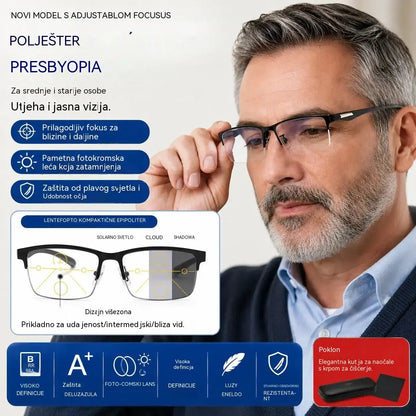 👓Nove naočale za čitanje bez okvira za osobe srednje i starije dobi, s mogućnostima zumiranja, multifokalnim, fotokromatskim i blokiranjem plavog svjetla.