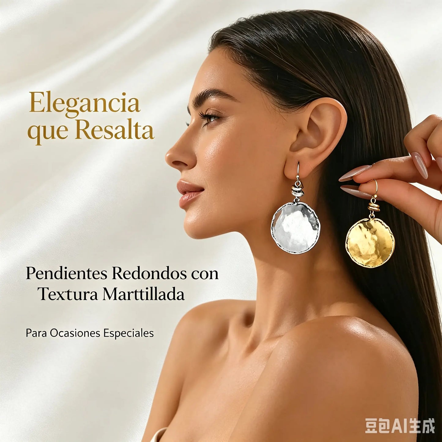 ✨Compra uno y llévate otro gratis🌸Pendientes retro de metal martillado en forma de lágrima