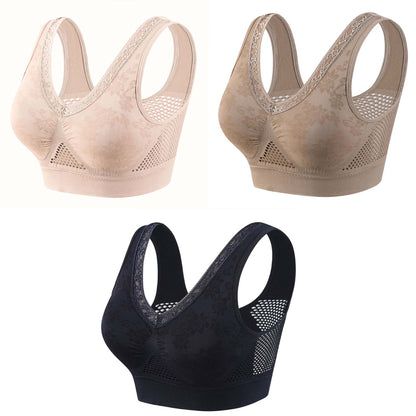 【【3-dielne balenie】1 sada 23 eur】Čipková podprsenka s vysokou oporou a bez kostic pre ženy