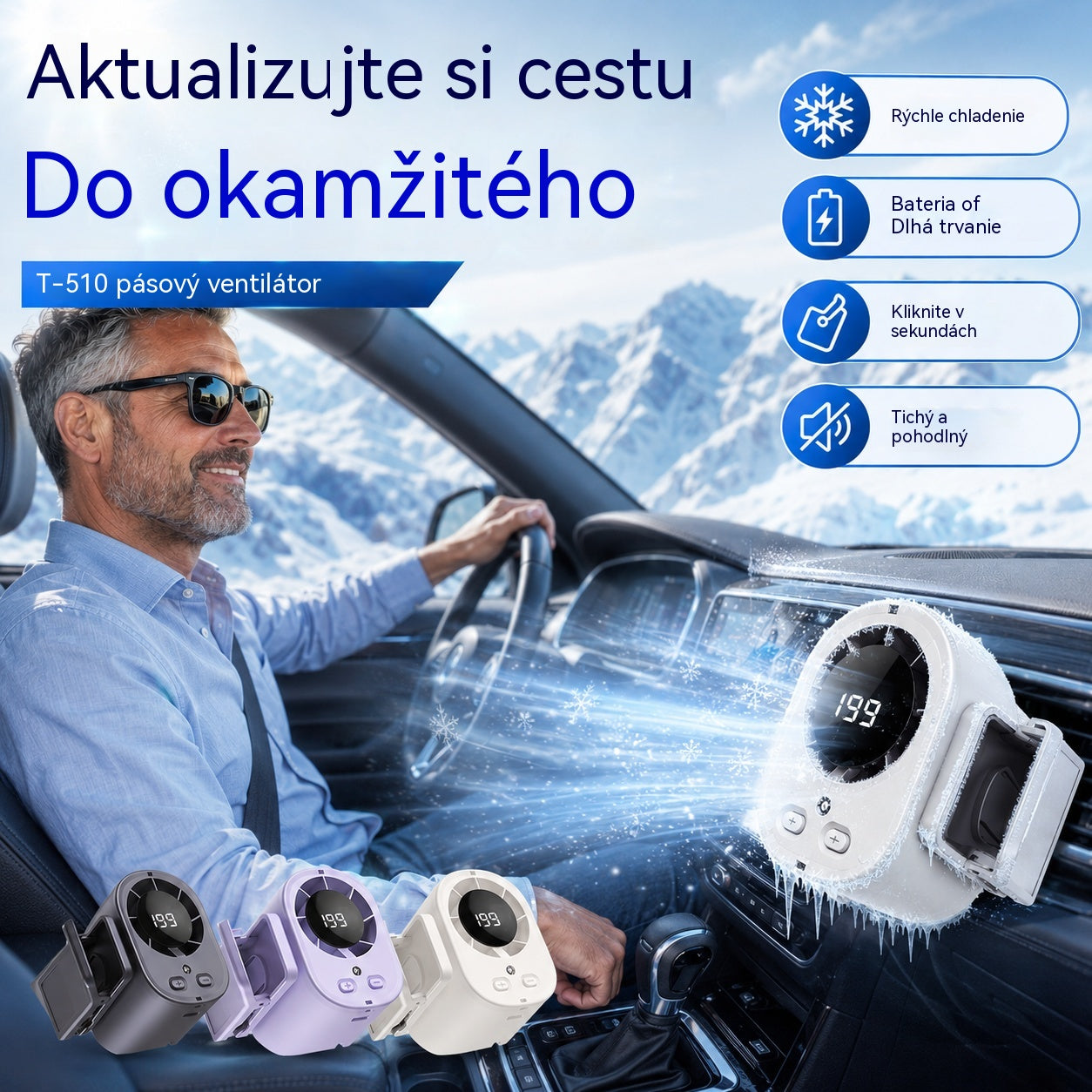 🌀❄Nový vysokokapacitný USB ventilátor s digitálnym LED displejom do auta a vonkajšieho prostredia