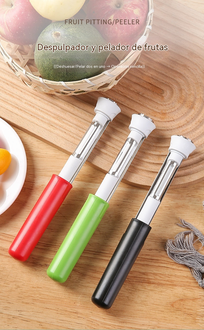 🍎🍏Descorazonador y pelador de frutas de acero inoxidable 2 en 1