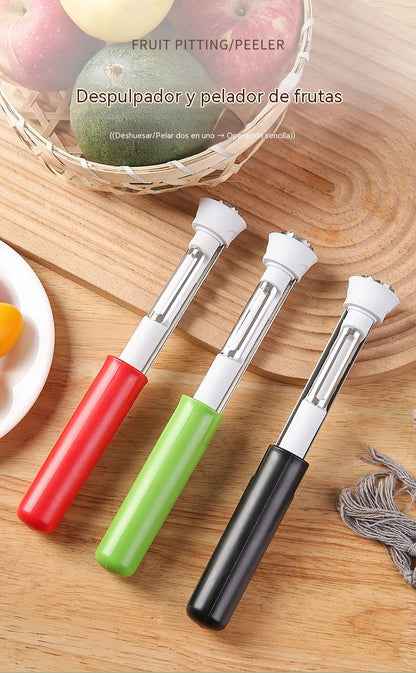 🍎🍏Descorazonador y pelador de frutas de acero inoxidable 2 en 1