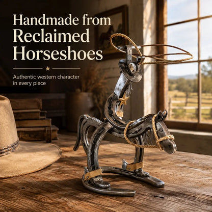 🐎🐎Adorno artesanal de hierro con diseño de vaquero y poni