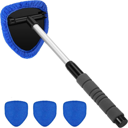 🎁【2 piezas de plástico triangulares + 8 fundas de tela】Kit de limpieza de parabrisas de coche - extensible y giratorio 180°