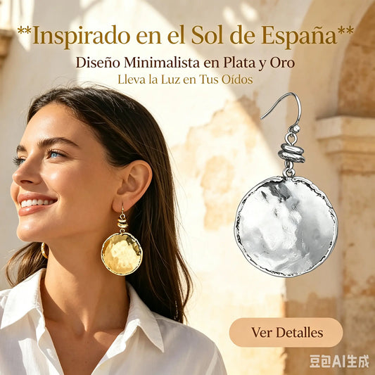 ✨Compra uno y llévate otro gratis🌸Pendientes retro de metal martillado en forma de lágrima