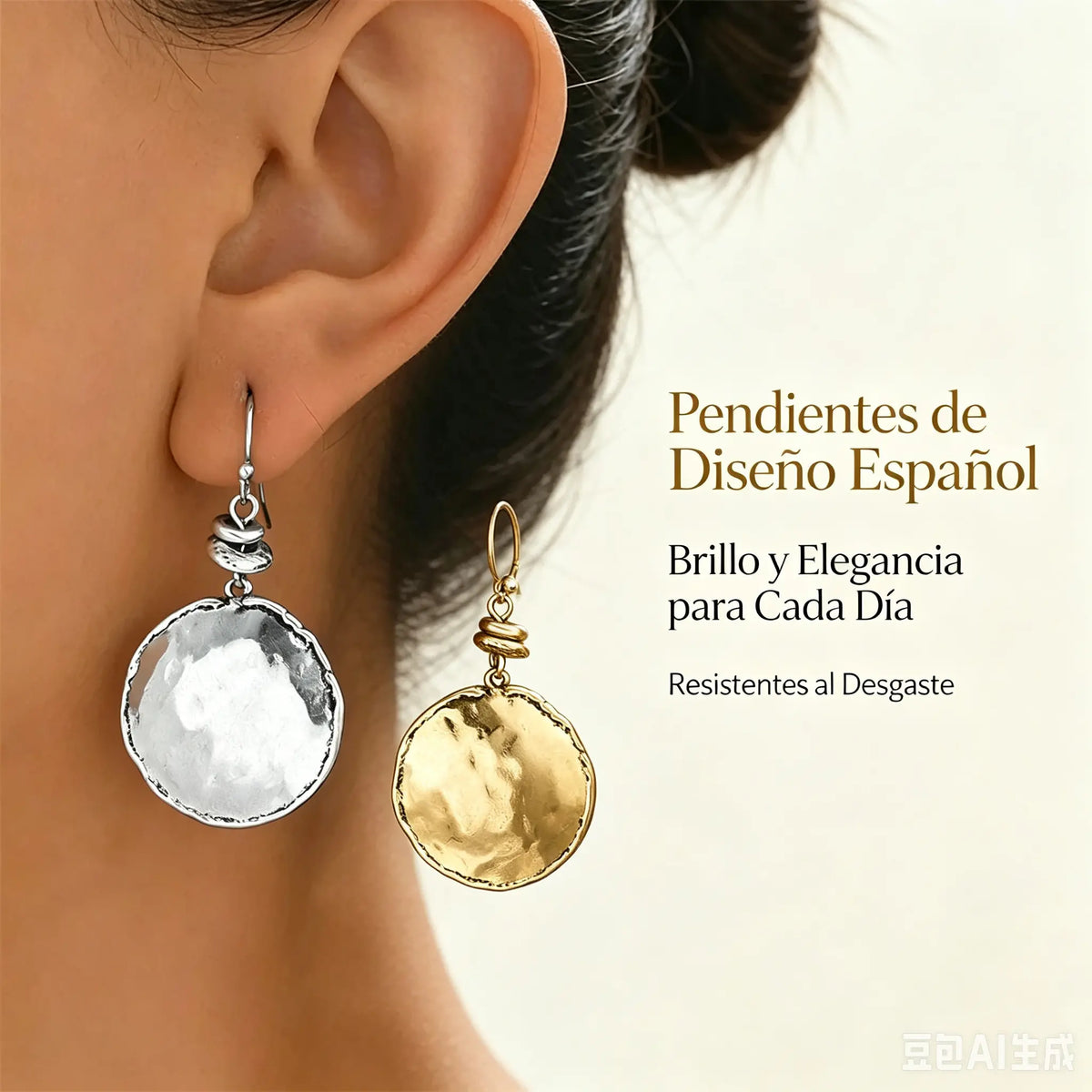 ✨Compra uno y llévate otro gratis🌸Pendientes retro de metal martillado en forma de lágrima
