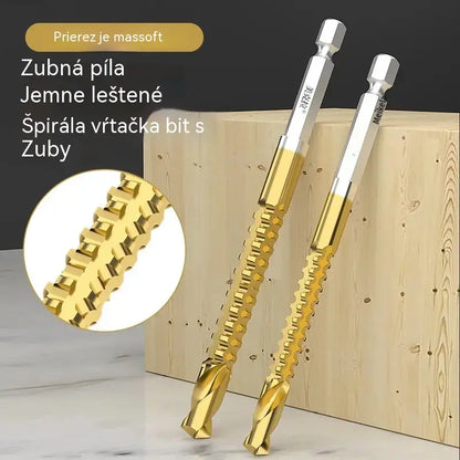 🛠️🔧(6 kusů)2v1 titanem potažen vysokorychlostní ocelový spirálový vrták – šestihranná stopka, vhodný pro vrtání a drážkování dřeva a kovu🔩
