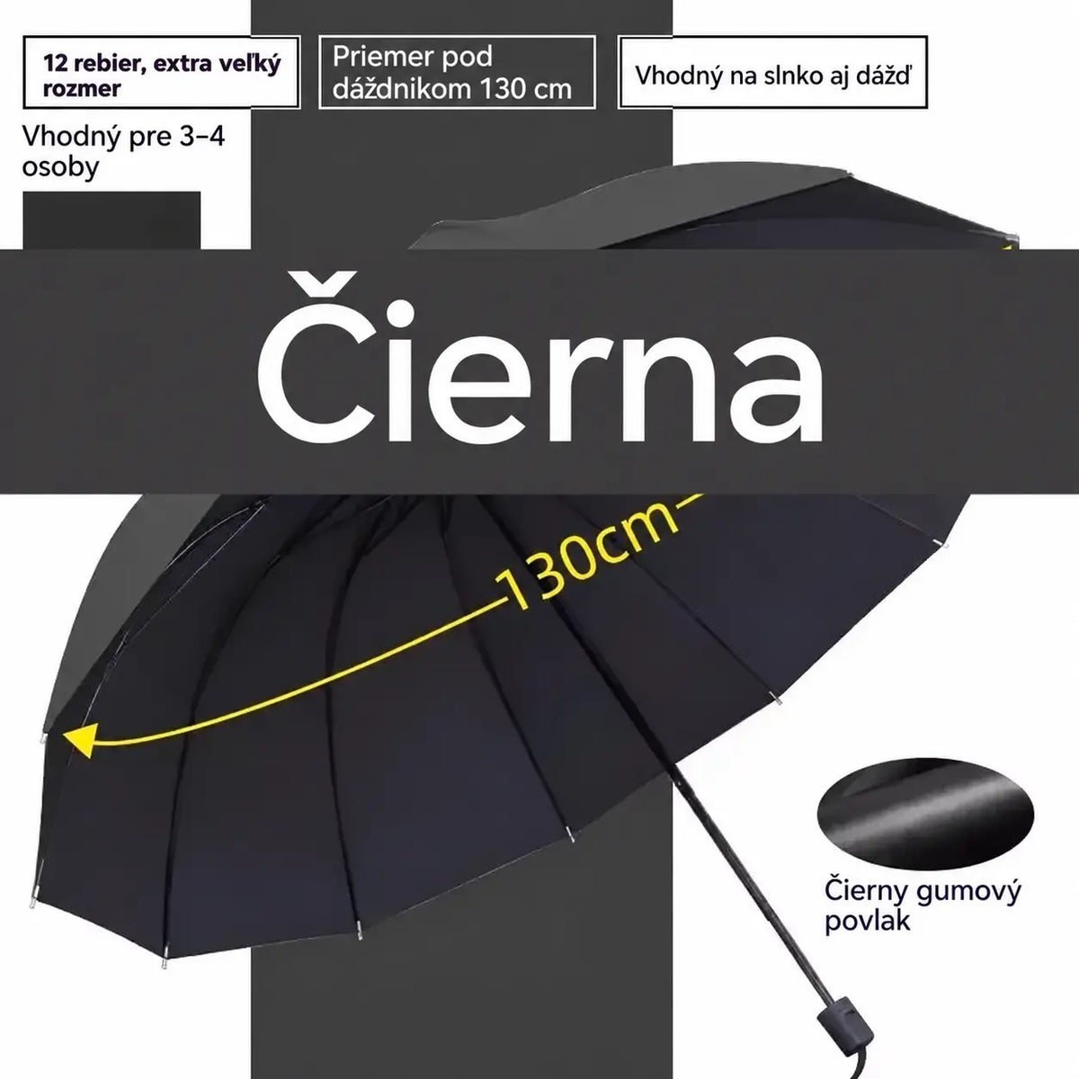 ☔【12 rebier】Skladací dáždnik odolný voči vetru – nepremokavý a ľahký, vhodný na dážď aj slnko. Veľký priemer pre celú rodinu! ✨