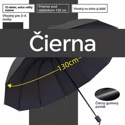 ☔【12 rebier】Skladací dáždnik odolný voči vetru – nepremokavý a ľahký, vhodný na dážď aj slnko. Veľký priemer pre celú rodinu! ✨