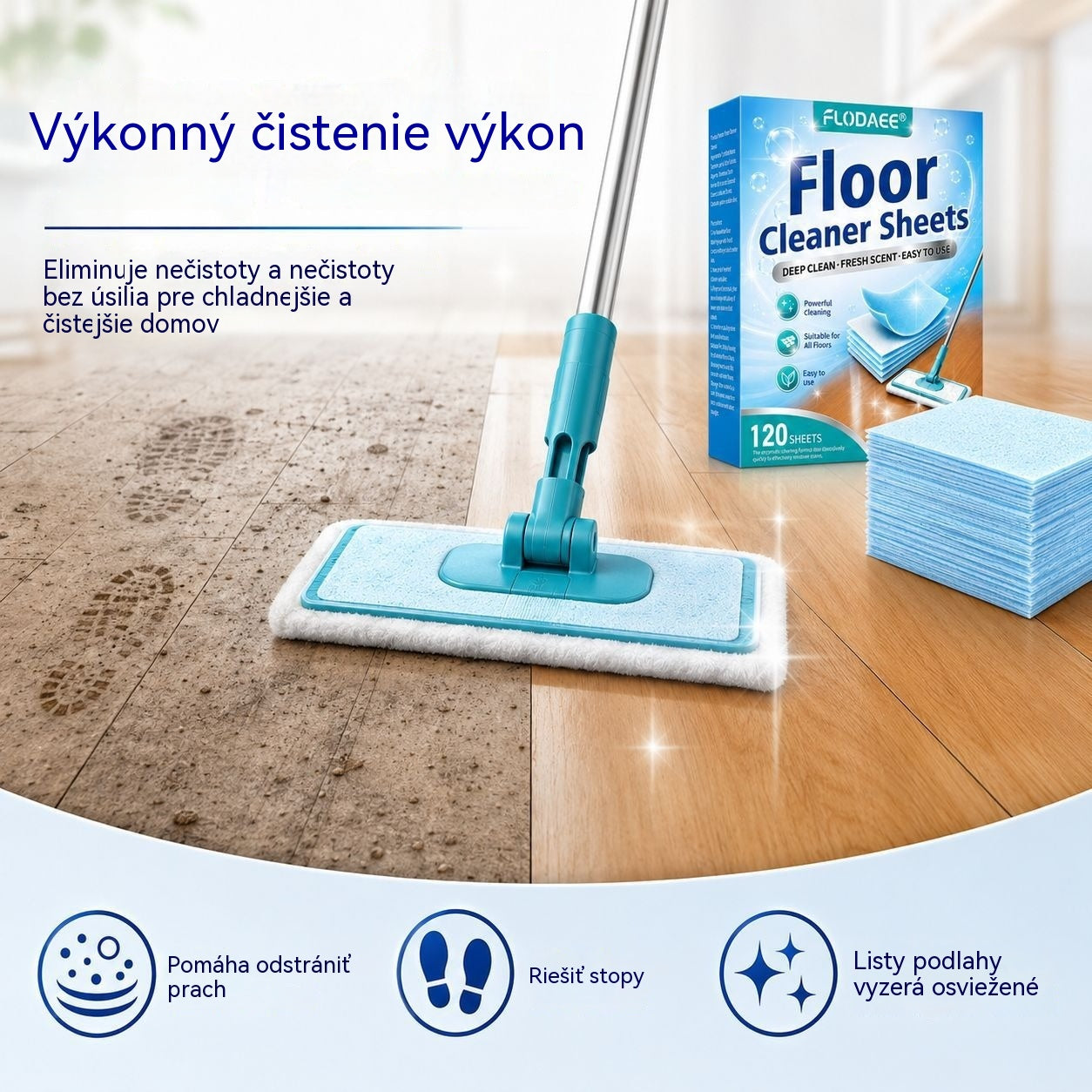 🔥【2 balenia/240 obrúskov】🥳 Najpredávanejší produkt roku 2026! 🥳💞 Predalo sa viac ako 50 000 kusov! ✨ Vo vode rozpustné čistiace obrúsky na podlahy: Vyčistite a vyleštite všetky svoje podlahy. 🧹💧