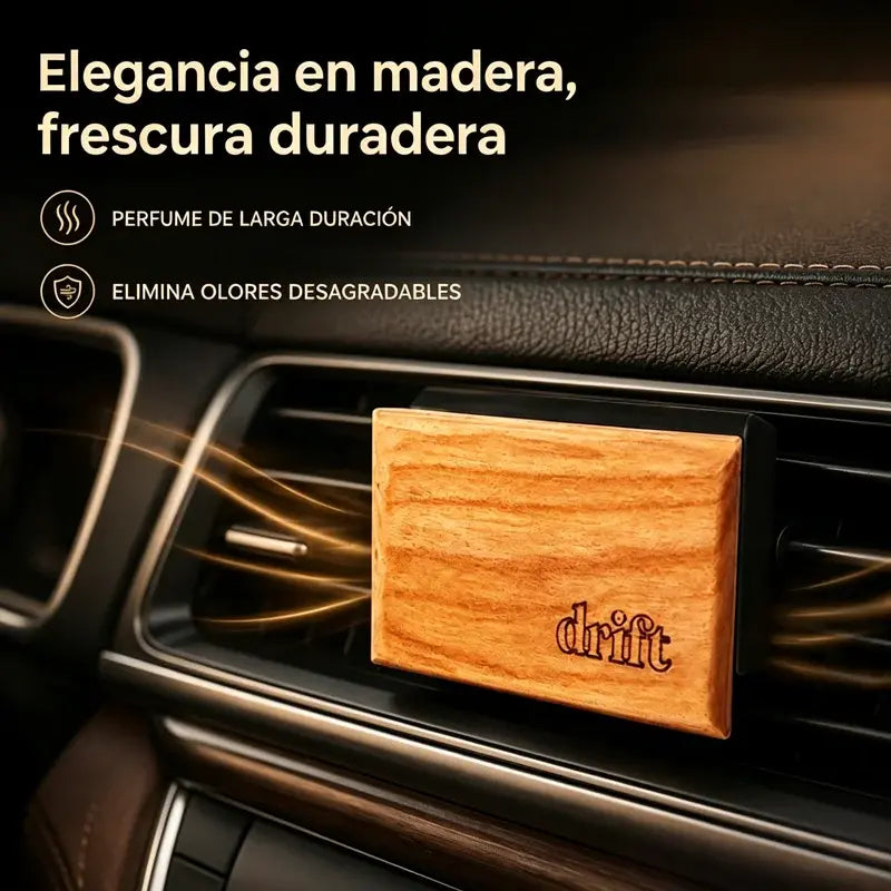 Ambientador para coche – Ambientador con auténtica base de madera – Eliminador de olores para interiores de coche – Fragancia de larga duración
