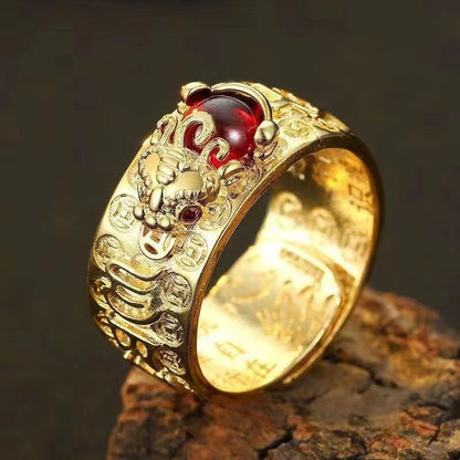 🔥🔥【Compra 1 y llévate 1 gratis】2 artículos 24€💖Anillo de plata 999, estilo retro unisex con amuleto de la suerte Pixiu, fuerte y de moda.