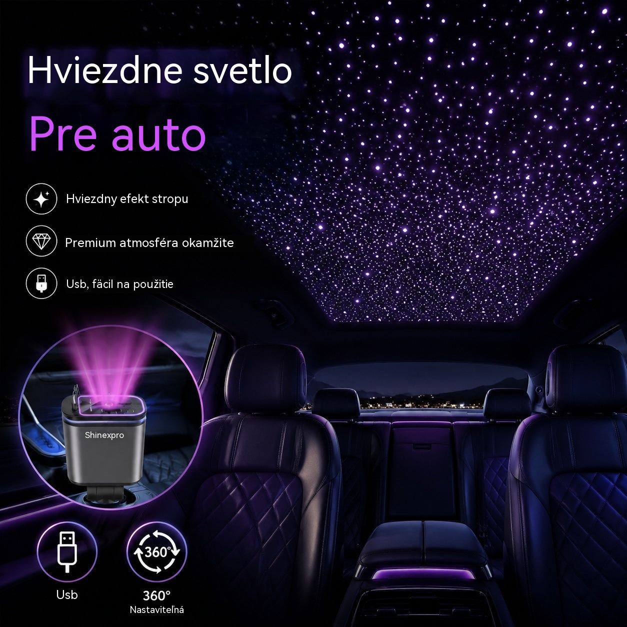 ⚡✨ Ultrarýchla nabíjačka do auta: Dva výsuvné porty USB-C s ambientným osvetlením Starlight a inteligentnou bezpečnostnou ochranou 🚗💫