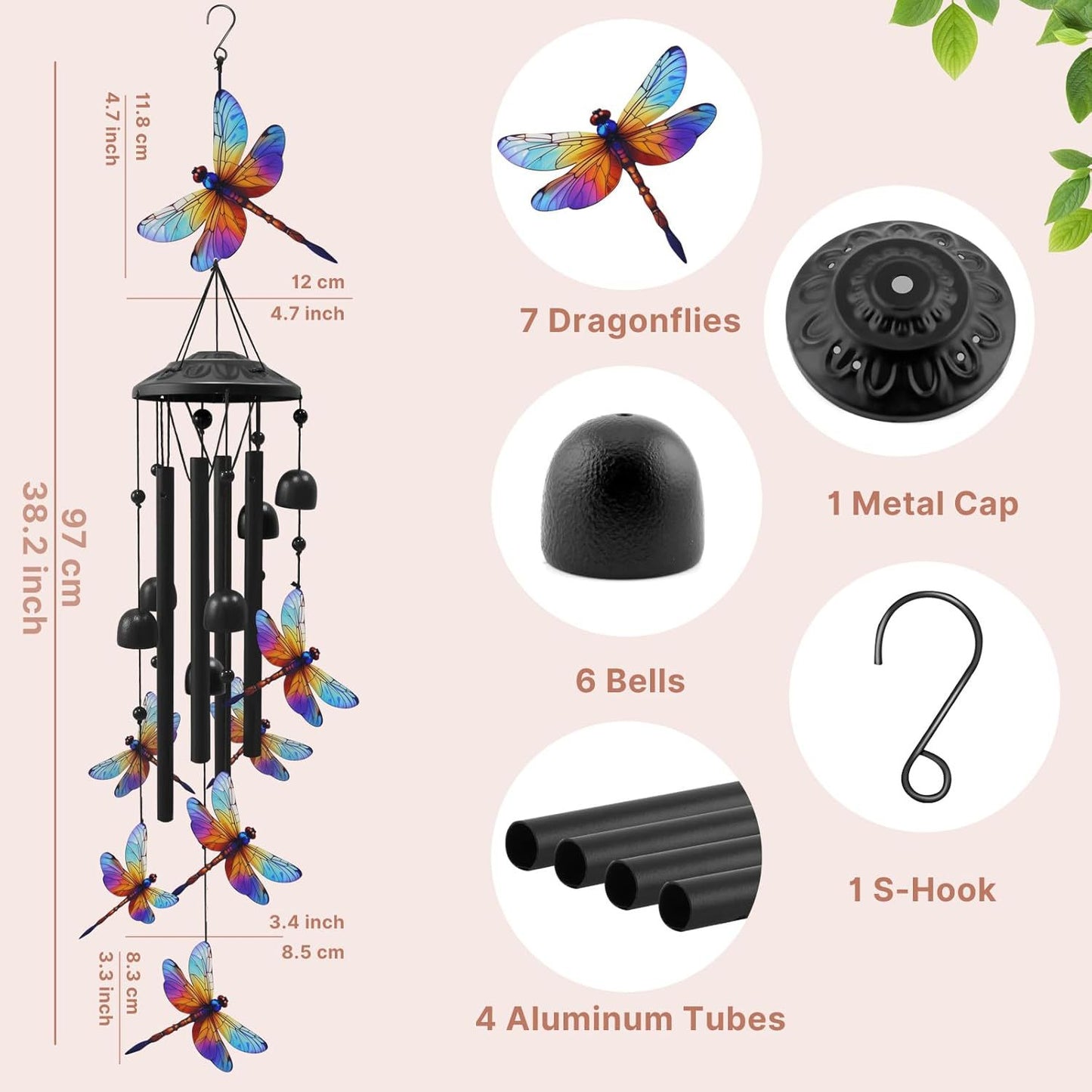 🎁🎁Nuevos móviles de viento de metal con diseños de colibríes, mariposas y libélulas.