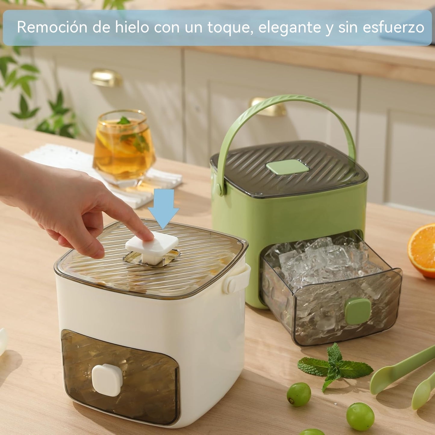 【30%OFF】💞¡Ventas superiores a 50 000! 💥🥤🧊 ¡50 % de descuento! Máquina de hielo con función de almacenamiento: produce 48 cubitos a la vez, tapa a prueba de fugas. Apilable, ahorra espacio. Incluye pala y pinzas para hielo 🏖️✅