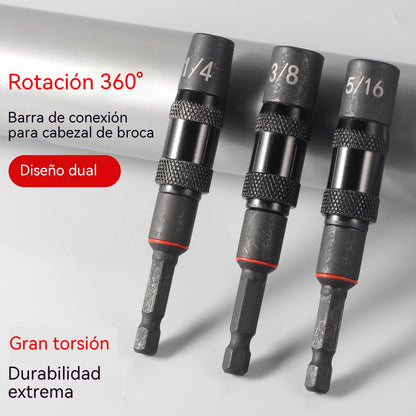 juego de 3 piezas--26€--Una varilla de extensión universal con rotación de 360° para brocas de taladro eléctrico.