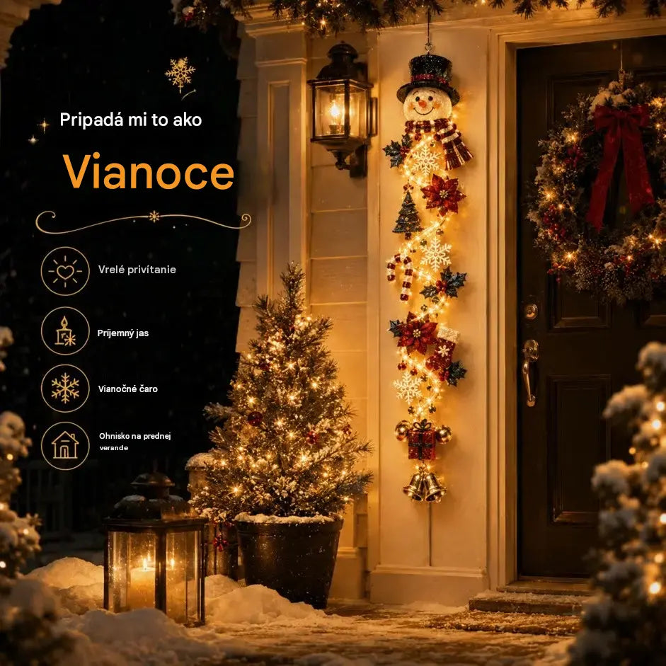 🎄 Vianočné svietiace dekorácie na dvere MerryCascade | 6 slávnostných dizajnov, teplé svetlo, 3D detaily a priestorovo úsporný vertikálny dizajn ✨