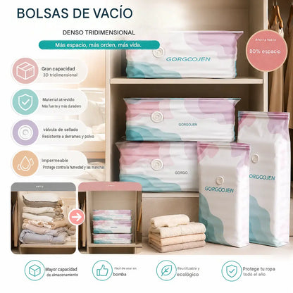 🧳 5 artículos por 28 euros 💨 Bolsa de almacenamiento al vacío grande y comprimible: no requiere bomba, es a prueba de fugas e ideal para ahorrar espacio en maletas y en casa ✈️