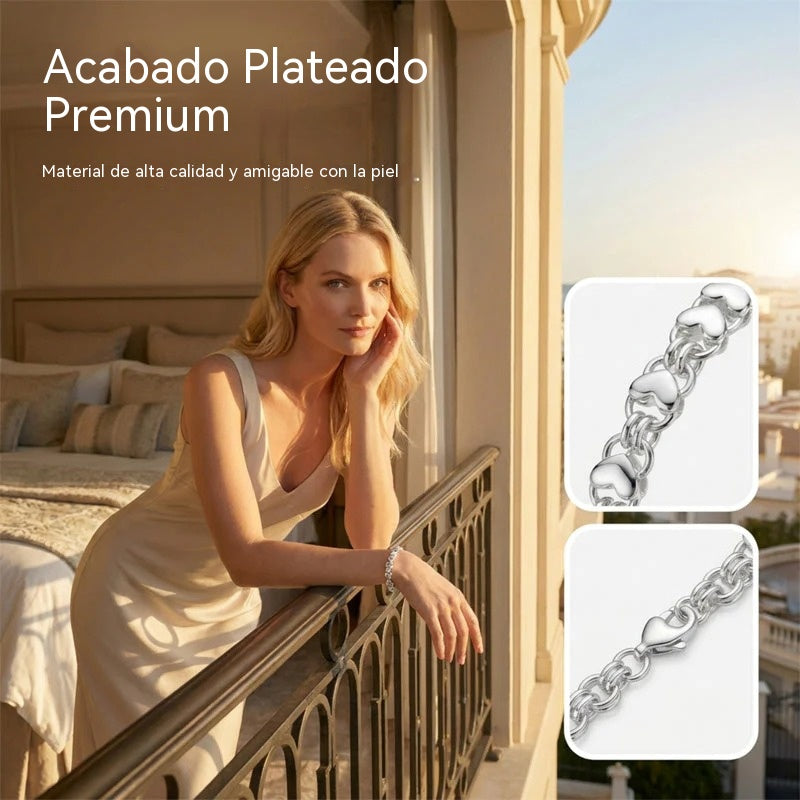 📢📢 ¡50% de descuento! ⏰ Pulsera con colgante en forma de corazón de doble cadena: elegancia discreta, se puede usar sola o combinada con otras joyas 🌸
