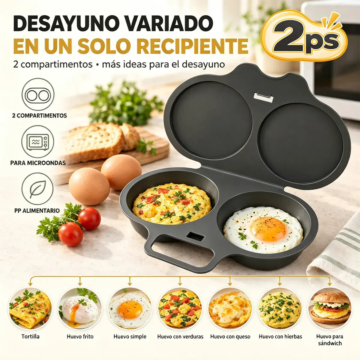 🎁2 komada 21€💥Pošator za jaja u mikrovalnoj pećnici – dvostruka šupljina, neprianjajući premaz i jednostavno čišćenje.🏠