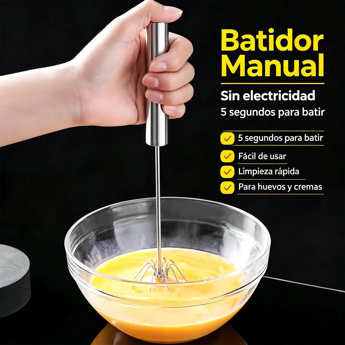 24€【Set de 2 piezas】Batidor de huevos semiautomático de acero inoxidable