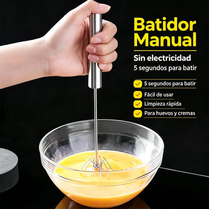 24€【Set de 2 piezas】Batidor de huevos semiautomático de acero inoxidable